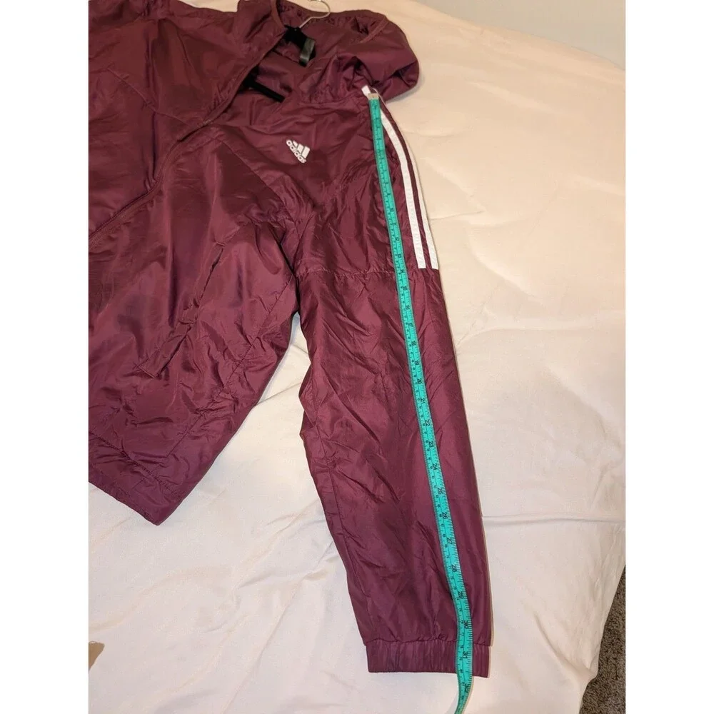 adidas Men's Burgundy Hooded Full Zip Windbreaker Jacket w/ Pockets Size L